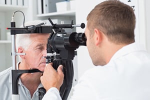 Patient doing an Eye Exam